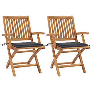 vidaXL Sedie da Giardino 2 pz con Cuscini Antracite Massello di Teak