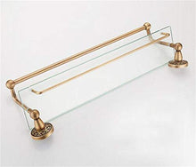 GJJSZ Ripiani in Vetro retrò con portasciugamani,Materiale in Alluminio Spaziale,Porta Cosmetici per Bagno Multiuso,mensola da Bagno 60 * 25,5 cm