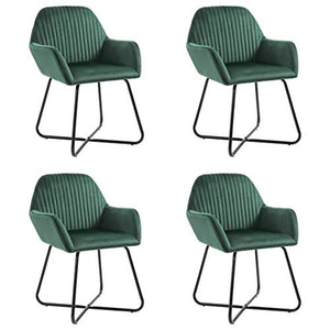 4 pz Sedia Poltroncina da Sala Pranzo Sedie Moderne da Cucina con Schienale e Braccioli Sedia Imbottita in Velluto per Camera da Letto Soggiorno 61 x 61 x 84 cm-Verde