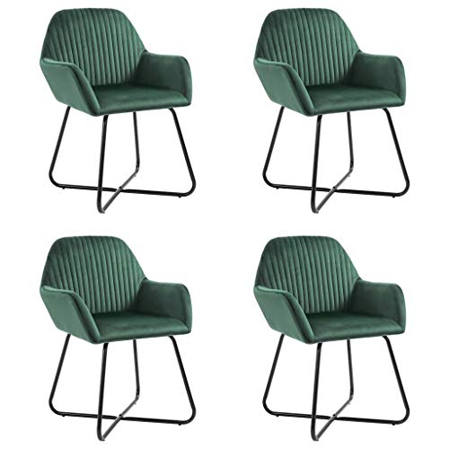 GOTOTOP 4 pz Sedie da Pranzo in Velluto 61 x 61 x 84 cm Sedia Poltroncina da Sala Pranzo Sedie Moderne da Cucina con Schienale e Braccioli per Camera da Letto Soggiorno-Verde