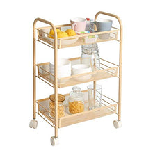 WMY Carrello Gold Beauty per Salone per Unghie con Vassoio, Carrello per ripostiglio a 3 Livelli per Camera da Letto su Ruote