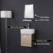 ZTGL Mobile Bagno Sospes con Lavabo, Mobile Sottolavabo per Bagno, Lavabo per Vasi in Ceramica, Specchio e Rack di Stoccaggio,Giallo