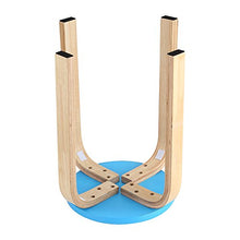 SKIESOAR - Sgabello rotondo, in legno curvato, antiscivolo, impilabile, con 4 gambe, 45,5 x 30 cm Blu