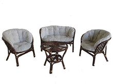 fantasie d oriente Salotto Rattan in Vimini Naturale Colore Noce Giardino TERRAZZO Set 4 Pezzi 2 POLTRONE 1 Divano 1 Tavolo con Cuscini Salotto per Esterno