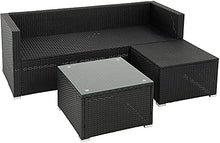 Mobili da giardino Set di divano 3 sedile, vite di sedile per il tempo libero Gruppo di vimini, rattan mobili divano set di pasto giardino set balcone set,Black