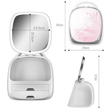 Specchio per Il Trucco USB Ricaricabile Makeup Organizer Scatola di stoccaggio Scatole per cosmetici e gioielli con l'ora, la data e la temperatura visualizzate sullo schermo,Pink