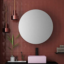 SHKUU Specchio Bagno, Specchio Armadietto in Legno massello Multistrato Nero/Bianco con Scatola toeletta Rotonda in Vetro Appendere alla Parete