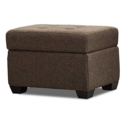 Jiangang- Piazza Imbottito Poggiapiedi, Lino Tessuto ottomano Storage Box Piede Stool, Pouf Bagagli Monoposto Bench (Color : Brown)