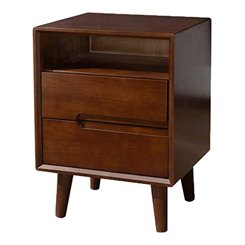 NL Comodini Camera da Letto Tavolino Soggiorno del Comodino con cassetto da 2 Piani, cassetto in Legno di Gomma tavolino da caffè, Comodino in Piedi, Colore della Noce