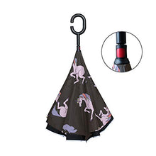 LENNEL modello di unicorno invertire pieghevole ombrello con strisce riflettenti di sicurezza notturna doppio strato antivento design C maniglia