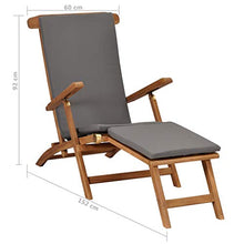 Festnight Sedia a Sdraio con Cuscino Lettino Prendisole Pieghevole Portatile da Giardino Esterno in Massello di Teak 152 x 60 x 92 cm