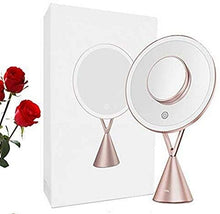 Specchio per il trucco Specchio per il trucco illuminato 7 `` X 5 '' Specchio per il trucco a LED con 30 rotazione Specchio per il trucco con base antiscivolo rotonda Specchio cosmetico per il trucco