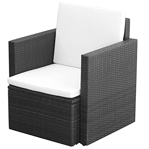 vidaXL Sedia da Giardino Elegante Robusta Leggera con Cuscini Lavabili Patio Arredi da Esterni Seggiole in Poliestere e Polyrattan Nero