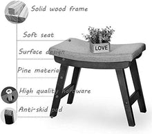 YANG Imbottito Tavolo Poggiapiedi spogliatoio Sgabello di Legno Change Scarpe banco concavo Sedile Cucina Pouf ottomano, Carico Massimo 200kg, 38x24x29cm