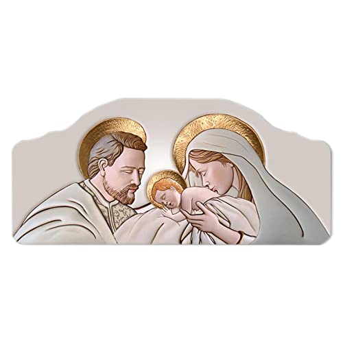 Lupia Quadro moderno Capezzale sacra famiglia 42x92 cm THE KISS CERAMIC su tavola lavorata