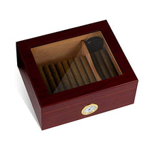 Ytimelyd Cigar Humidor Glass Top Cigar Display Box, Handcrafted Cedar Wood Cigar Storage Box Divider & Hygrometer Cigar Gifts for Men