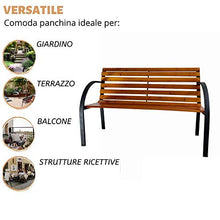 PiuShopping Panchina da Esterno, Balcone e Giardino, in Legno e Acciaio, Design Elegante e Moderno, 12 Doghe – 122x65x79h