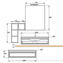 bonussi Mobile Bagno Sospeso 140-160 cm Lavabo Nero Specchio Pensile e Cassettone Kelly Rovere Scuro