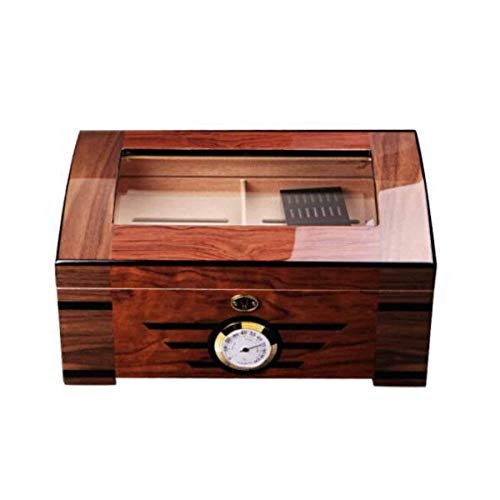 BINGFANG-W Cigar Box, Portable Viaggi Cigar Humidor, visibile Tetto apribile Humidor, con igrometro Tavolo Good Mood, Good Life (Colore: Naturale) Cigar Humidor