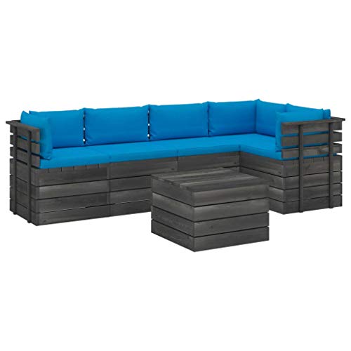 vidaXL Set Divani da Giardino su Pallet 6 pz con Cuscini Massello Pino