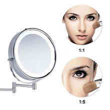 WM 8,5 pollici led illuminato specchio da bagno pieghevole bellezza montato telescopico specchio da bagno Magnifier, ingrandimento 5x parete specchio da barba, specchio da barba 10,27