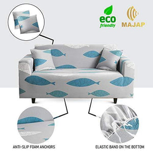 MAJAP - Copridivano elasticizzato per 1 posto con 2 federe - Copridivano anche per divano angolare, copridivano, a forma di L (90-140 cm) - Arredi Casa