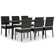 Tidyard Set 7/9 pz da Pranzo da Giardino in Polyrattan Nero,Set Tavolo e Sedie da Giardino per Esterno in Rattan Nero,Set Tavolo in Vetro e 6/8 Sedie da Giardino per Esterno in Polyrattan