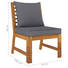 vidaXL Divano da giardino in legno di acacia massiccio, modulare, con cuscino grigio scuro, divano da giardino