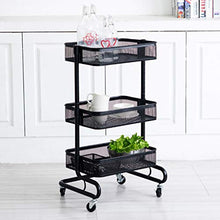 LY Carrello Multiuso a 3 Livelli Cart Carrello da Cucina con Ruote ， for Cucina Bagno Camera da Letto Soggiorno (Color : Black)