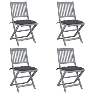 vidaXL Sedie da Giardino Pieghevoli 4pz con Cuscini in Massello Acacia