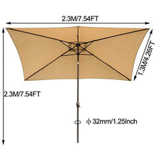 ZJDMF Terrazza Giardino Ombrellone Ombrellone da Balcone Anti-UV Rettangolare Inclinabile Tempo Libero Protezione Solare Antipioggia Dimensioni 2x3Mx2.4M / 6.56x9.8x7.87FT