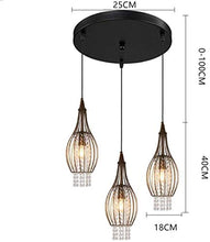 N/Z Home Equipment K9 Crystal Dining Room Bedroom Study Adjustable 3 Crystal Creative Loft Bar Kitchen Living Room Iron E27 Easy to Tall
