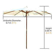 ERLAN Ombrellone da Giardino Ombrellone da 2,7m Ombrellone da Giardino Prato Deck, Ombrello da Tavolo da Mercato All'aperto con 8 Robuste Stecche e Palo di Legno, Beige (Size : Ø 2.7m/9ft)