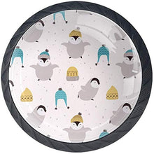 Pinguino freddo con cappelli Neve invernale Pomelli per Porta Set di 4 Pomelli per Mobili Manopole per Cassetti Cucina Armadio Vetro