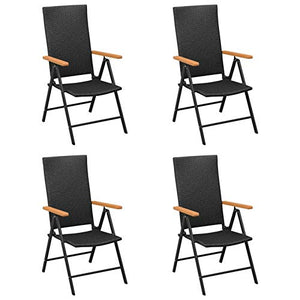 Tidyard Sedie da Giardino 4 pz in Polyrattan Nero,Perfetto Come Tavolo da Campeggio, da Buffet, Sedie da Cucina,Set Sedie da Giardino