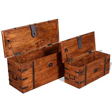 Xingshuoonline Set di Baule di archiviazione in Legno Massiccio 2 Pezzi, Grande: 83 x 33 x 37 cm