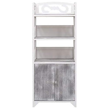 FAMIROSA Armadietto Bagno Grigio e Bianco 46x24x116cm Legno di Paulownia