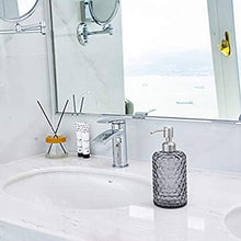 FTTKGRL Dispenser Sapone Realizzato in Vetro,Dispenser di Sapone per Mani con Pompa in Acciaio Inox,Dispenser di Sapone per Bagno, Toilet o Cucina (Grigio Scuro)