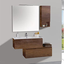 mazzoni Mobile da Bagno Sospeso 100cm Pensile P18cm Boston 15 Noce Scuro Frassinato