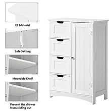 WGYDREAM Comodino Armadietto da Bagno Bianco Cassettiera da Terra Cassettiera in MDF Armadio Alto con 4 Cassetti 1 Porta Organizer Cabinet Montaggio Facile