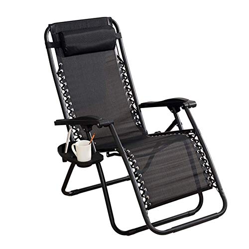 ZHUAN Sedie a Sdraio da Giardino reclinabili Sedie da Spiaggia Pieghevoli Lettini Prendisole Sedie reclinabili in textoline Nero Resistente alle intemperie con tavolino/portabicchieri gratuiti c