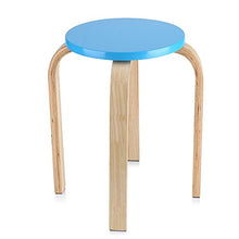 SKIESOAR - Sgabello rotondo, in legno curvato, antiscivolo, impilabile, con 4 gambe, 45,5 x 30 cm Blu