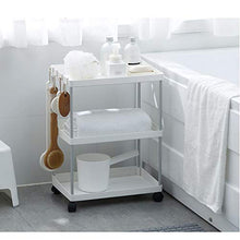 Quattro Ruote Portatile Strumento di archiviazione Carrello Carrello for Ripiani, Struttura in plastica Mobile conveniente Cucina Soggiorno Bagno Bianco 2 Dimensioni Utility Cart