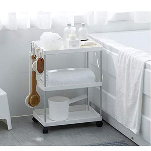 Quattro Ruote Portatile Strumento di archiviazione Carrello Carrello for Ripiani, Struttura in plastica Mobile conveniente Cucina Soggiorno Bagno Bianco 2 Dimensioni Utility Cart
