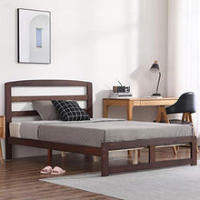 Fgasad - Struttura letto in legno di pino massiccio marrone con rete a doghe e testiera, adatta per materassi matrimoniali 206 x 157 cm, con piattaforma in legno per adulti e bambini