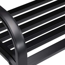 Relaxdays Panca da Giardino Welcome, a 2 Posti, Resistente alle Intemperie, Rivestimento Antiruggine, 87x127x61 cm, Nero