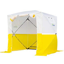 Goutime Gazebo,2×2M Padiglione da Impermeabile Pieghevole con 4 Pareti Laterali,Tenda Pop-Up Multifunzione (Bianco e Giallo)