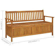 Qnotici Panca da Giardino con vano Contenitore 148 cm, Box Contenitore, mobili da Giardino, Panca in Legno, Panca, Cuscino Box, Legno massello, Acacia