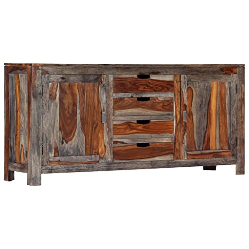 vidaXL Credenza Armadio Madia Resistente Solida Robusta Durevole Elegante Pratica Rustica di Tendenza Grigia 160x40x75 cm Legno Massello di Sheesham
