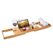 ZEH Scaffale per Vino Bamboo BackSub Back Multi Functional Bath Bamboo Impermeabile Sala da Bagno espandibile su Vasca con Vino e Titolare del Libro Deposito del Vino FACAI
